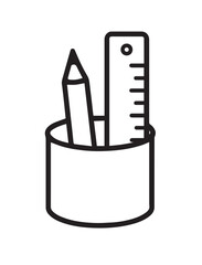 Pencil and ruler in holder stationery writing