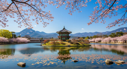 Scenic view of Lake Bled in Slovenia with castle and traditional architecture surrounded by nature and water