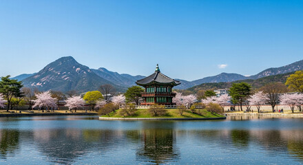 Scenic view of Lake Bled with Bled Castle and surrounding nature in Slovenia