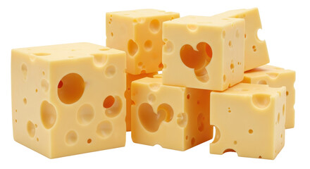 Isolated Stack of Cheese Cubes with Heart Shapes