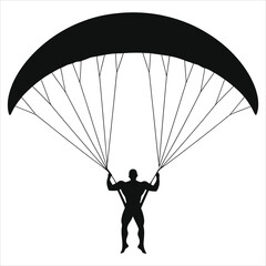 Paraglider Silhouette Vector Art - Minimalist Black Design for Extreme Sports & Adventure