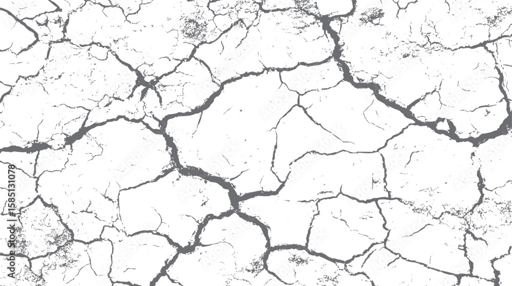 Poster cracked earth surface texture with deep realistic fracture lines. seamless dry soil pattern perfect 
