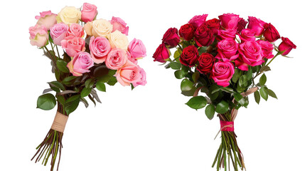 collection of rose bouquets isolated on transparent background