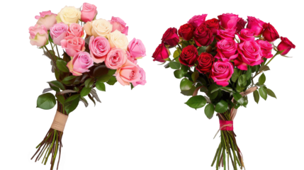collection of rose bouquets isolated on transparent background