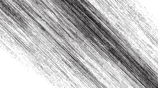Abstract grunge speed lines background with diagonal scratches. High contrast ink stroke texture for motion art effect. Rough dynamic surface.