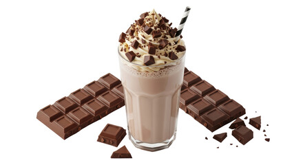 Isolated Chocolate Milkshake with Chocolate Bar