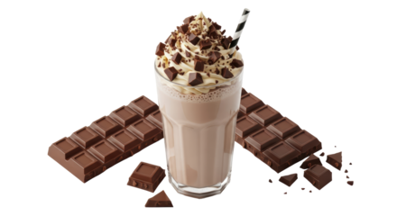 Isolated Chocolate Milkshake with Chocolate Bar