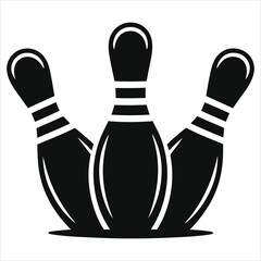 Bowling Strike Pins Vector Logo - Minimalist Black Design for Sports & Recreation