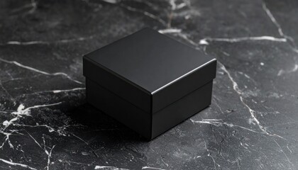 Elegant Black Box on Marble Surface Presenting Sophistication and Mystery in Minimalist Style