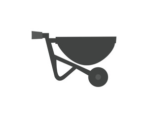 Wheelbarrow silhouette isolated on white background.