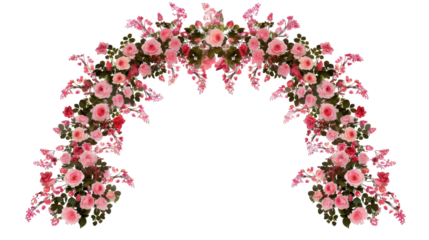 collection of beautiful wedding flower arches isolated on transparent background