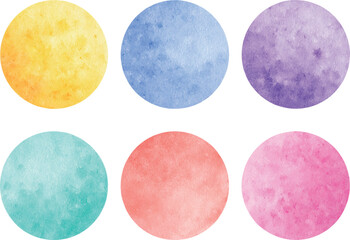Bright watercolor circles in rainbow pastel tones
