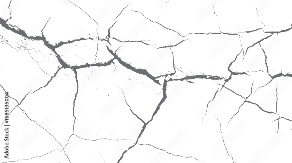 Poster seamless cracked wall background texture. realistic distressed concrete surface with sharp fracture 
