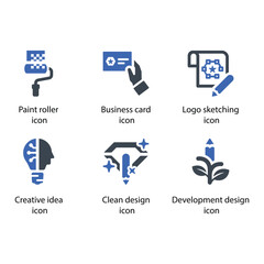 Paint roller, Business card, Logo sketching, Creative idea, Clean design, Development design, icon