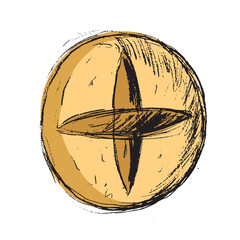 COLORED ILLUSTRATION OF BREAD FOOD