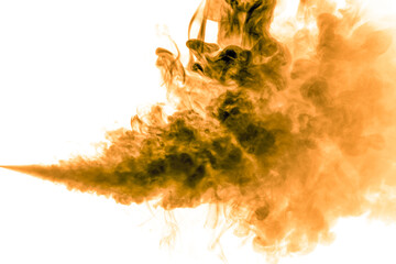 Glitter gold dust on a white background. storm particles of dirt flying, fine sand cloud, abstract. texture of the wind of smoke powder in the desert, causing a wave of brown dust to blow