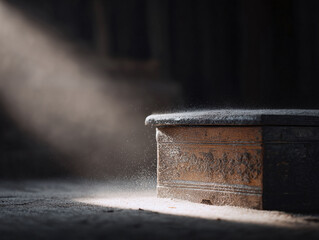 Dusty antique chest in sunlit room. Evokes mystery, secrets, and forgotten memories. Ideal for illustrating history, fantasy, or suspenseful narratives.