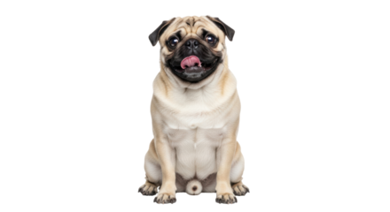 Isolated Pug Sticking Out Tongue