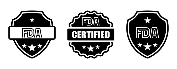 Various FDA certified badges representing quality standards
