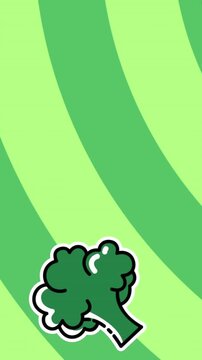 Animation of broccoli moving on green background