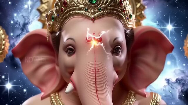 Ganesh Idol with Cosmic Background.