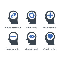 Problem solution, setup, Positive, Negative, View of, Charity, icon