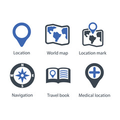 Location, World map, Location mark, Navigation, Travel book, Medical location, icon