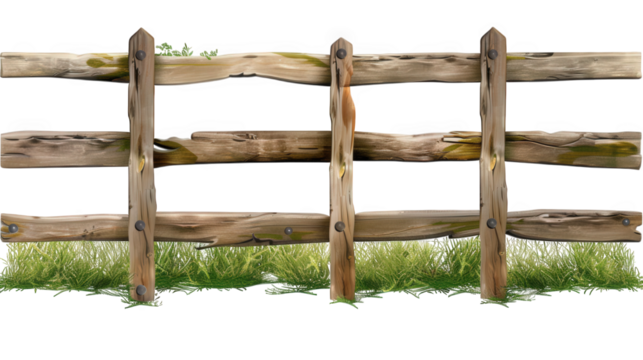 Wooden fence on transparent background