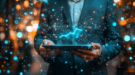 Business Analytics Visualization Futuristic Charts Showcasing Career Success in the Digital Age