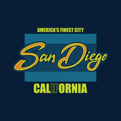 San Diego, California. Vintage typography design in vector illustration.  Clothing,t shirt,apparel and other uses. Abstract design with the grunge and denim style. Vector print, typography, poster.