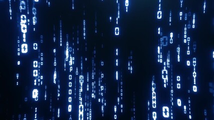 Abstract digital code stream animation in a futuristic cyberspace environment. Perfect for representing data flow, hacking, AI processing, or cyber security visuals.
- Powered by Adobe