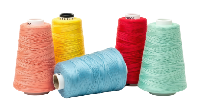 Isolated Colorful Thread Spools