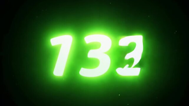 Bright green neon digital numbers change from 745 to 733 displaying countdown timer effect against black background with glowing electronic font style