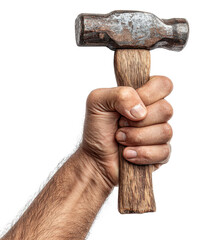 hand holding a hammer isolated on transparent background