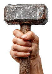 hand holding a hammer isolated on transparent background