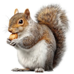 squirrel eating nut isolated on transparent background
