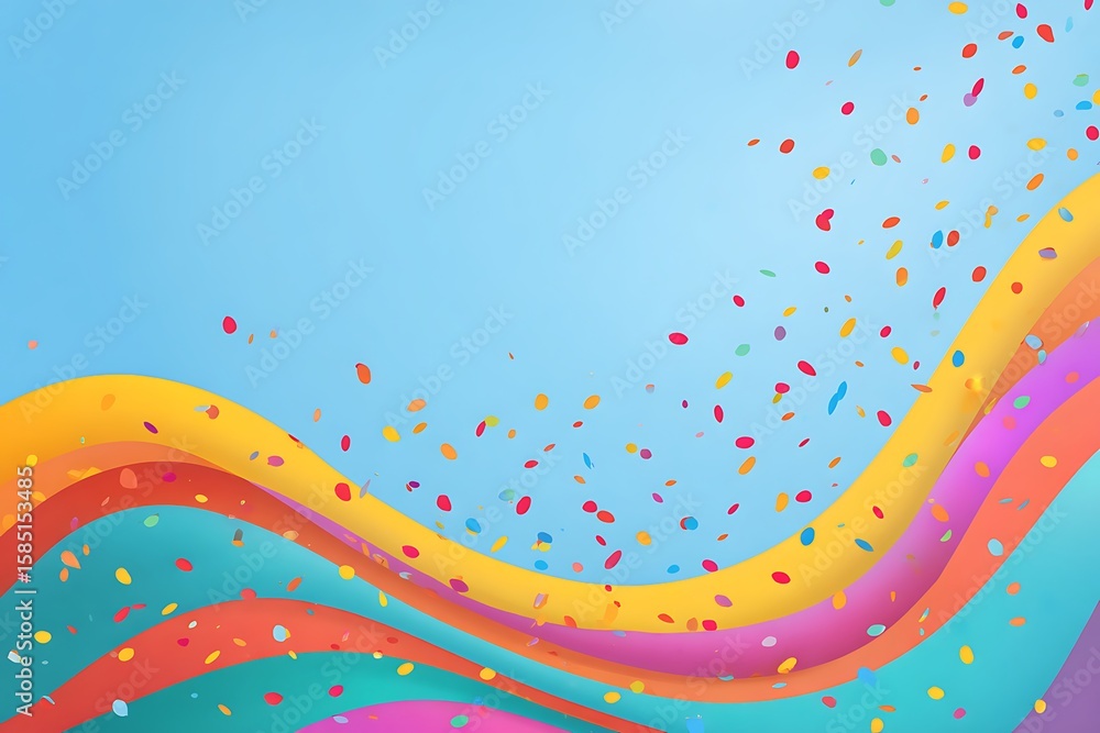 Aufkleber vibrant abstract waves with falling confetti creating a cheerful and energetic background theme for 