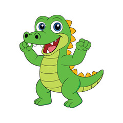 Cute And Happy Crocodile Vector Illustration, Smiling Cartoon Crocodile Character Vector Art, Adorable Crocodile With Joyful Expression Illustration