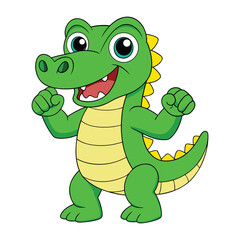Cute And Happy Crocodile Vector Illustration, Smiling Cartoon Crocodile Character Vector Art, Adorable Crocodile With Joyful Expression Illustration