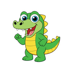 Cute And Happy Crocodile Vector Illustration, Smiling Cartoon Crocodile Character Vector Art, Adorable Crocodile With Joyful Expression Illustration