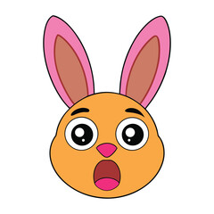 Obraz premium Shocked Cute Rabbit Cartoon Vector Illustration, Surprised Bunny Character Vector Art