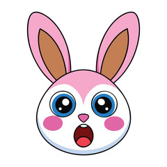 Obraz premium Shocked Cute Rabbit Cartoon Vector Illustration, Surprised Bunny Character Vector Art