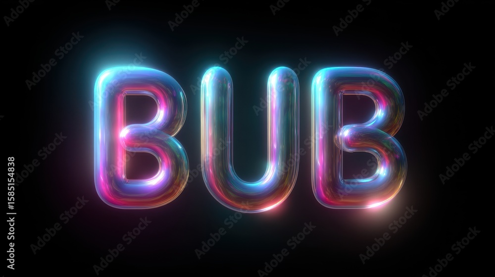 Poster glowing colorful bubble text against a dark background create an eye-catching and modern design elem