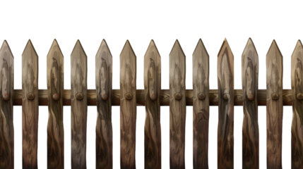 Wooden fence on transparent background