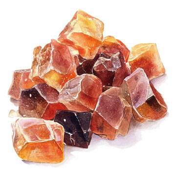 A hand-drawn illustration painting of a guggul resin in soft watercolor style, featuring delicate brush strokes, isolated on a white background, artistic, painted design, EPS format, design