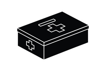 Silhouette art illustration of a first aid box with cross symbol.eps