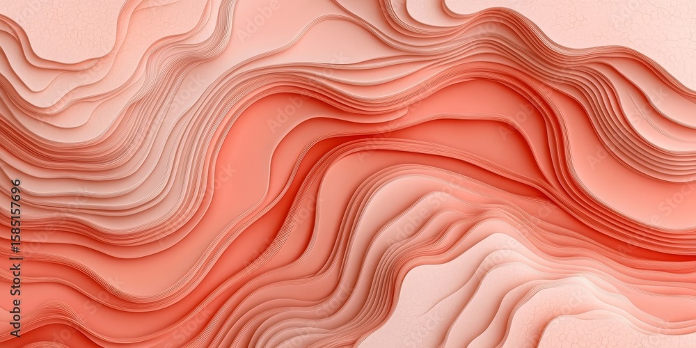 Poster soft pink abstract waves with gentle gradient and textured layers, creating a visual harmony