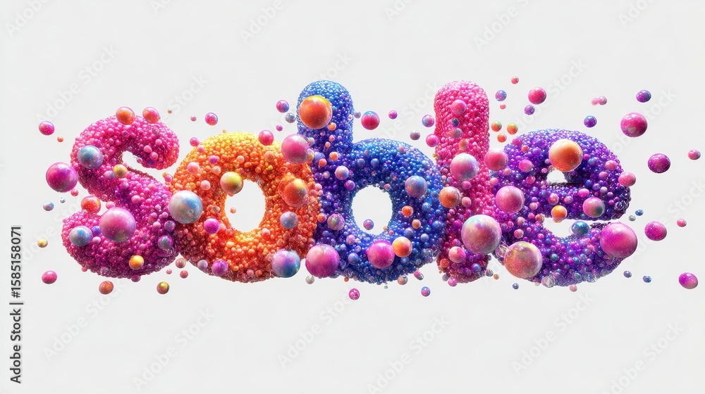 Poster glowing colorful bubble text against a dark background create an eye-catching and modern design elem
