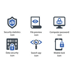 Security statistics, File preview, Computer password, Data security, Search spy, Mobile lock, icon