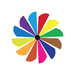 Obraz premium Colorful propeller blade icon with multi-color design